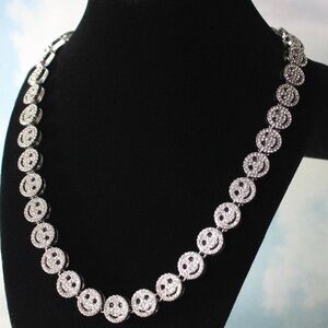 zsmiley face sliver rhinestone chain